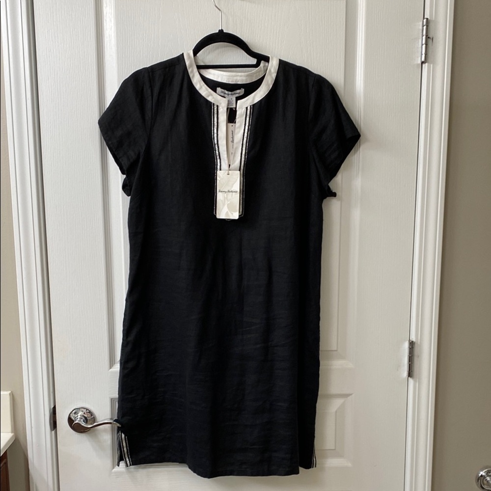 Elegant Black Tunic with White Trim